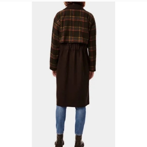 Bernardo Brown Double Breasted Mixed Media Women's Wool Blend Coat Size M - Picture 3 of 14